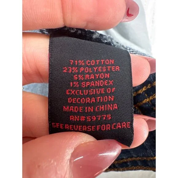 Earl Jeans Womens Jacket XL Blue Denim Trucker Embroidered Boho Floral Festival - Picture 6 of 12